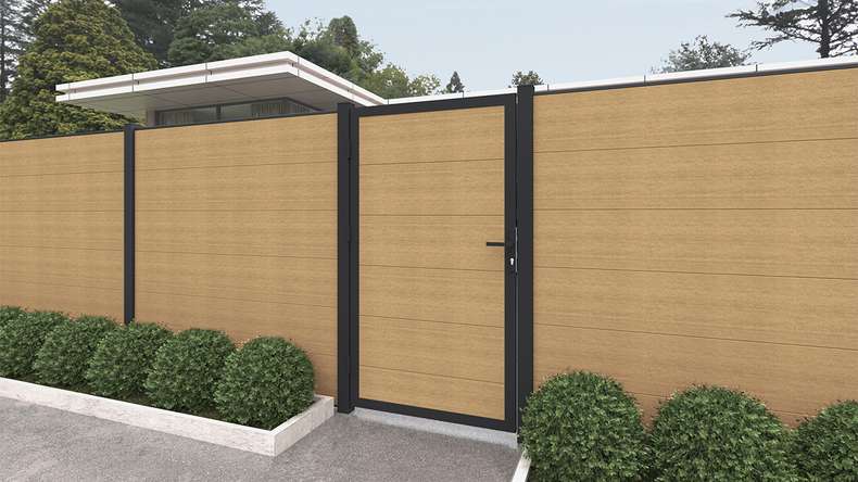 planeo INFINITY XL-Board - WPC CoEx porte universelle sable avec cadre alu anthracite 100 x 180