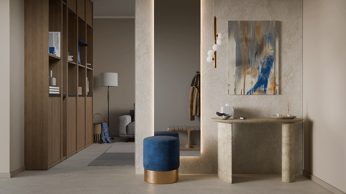 Revêtement mural SPC planeo - CeraRock Tile Light Sandstone XL 280 x 117,5 cm