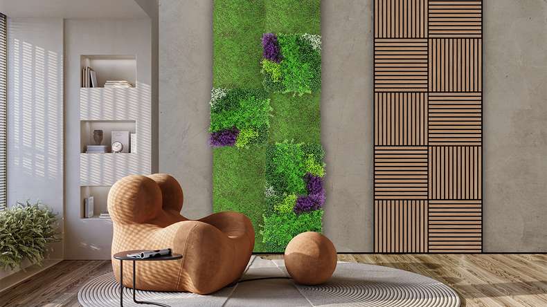 planeo Panneau acoustique - MixWall Living Leaf Forest Green Ancient Tree 52 x 52 cm | Plante naturelle (PLMW-70111)