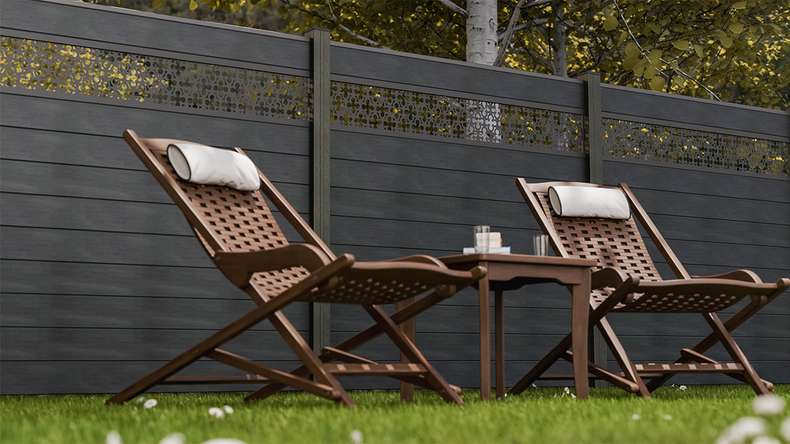 planeo Gardence Strong - Clôture à emboîter BPC Oriental gris pierre co-ex 180 x 180 cm