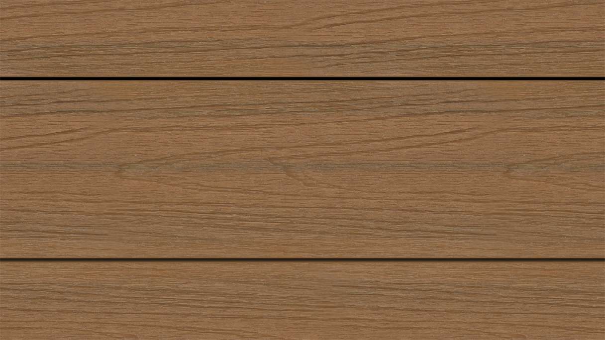 planeo WOODLine Nature - Lame de terrasse alvéolaire revêtue de WPC CoEx - Burma Teak 3m structuré/lisse brossé