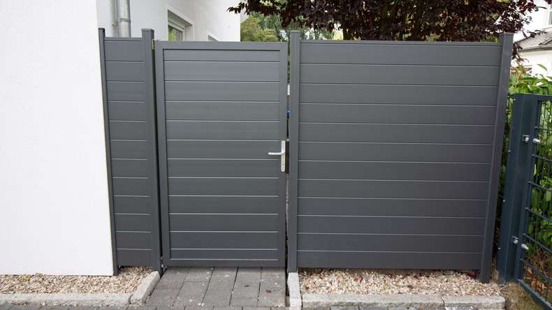 planeo Gardence Metallic - Clôture aluminium Carré Gris Anthracite DB 703