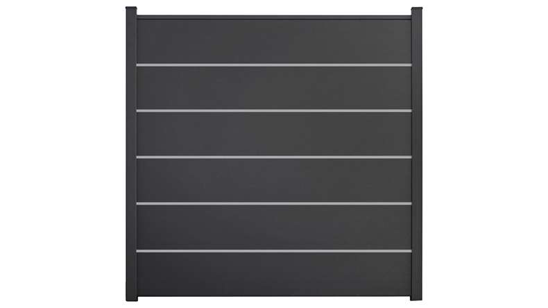 planeo Gardence Simply Premium - Clôture à emboîter en PVC gris anthracite avec pilastres en anthracite 180 x 180 cm