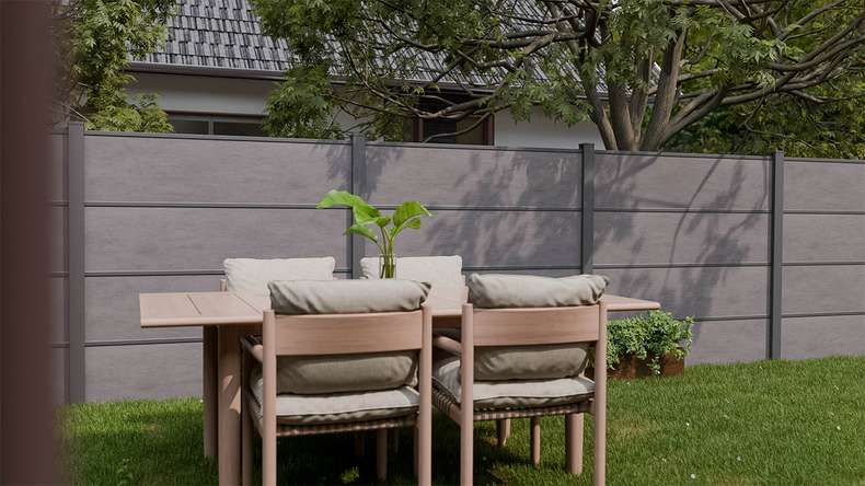 planeo Gardence Resistant - Clôture à emboîter HPL gris anthracite 180 x 183 cm