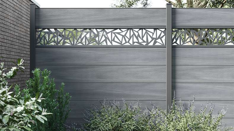 planeo Gardence Strong XL - Clôture composite à emboîter standard gris pierre co-ex