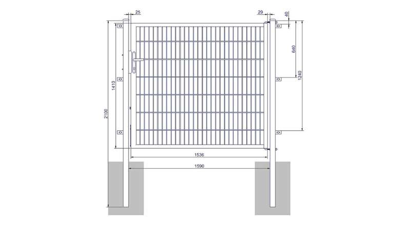 Porte universelle moyenne 1 vantail anthracite H 1400 x L 1590 mm poteaux de porte inclus