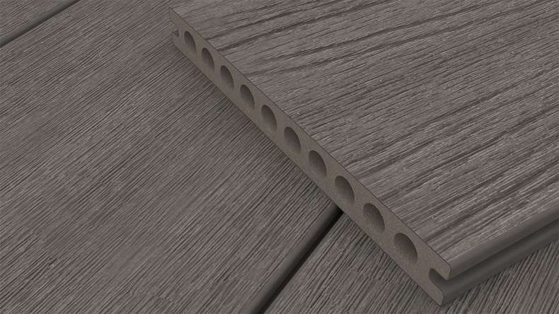 planeo MAXLine Nature - WPC CoEx lame de terrasse XL gainée chambre creuse - gris foncé 3m structuré/lisse brossé