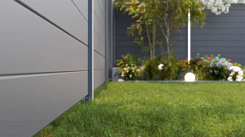 planeo Gardence Simply Small - Clôture à emboîter en PVC gris anthracite 180 x 180 cm