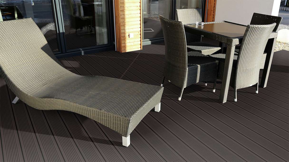 planeo Terrasse en bois massif Bambou foncé lisse/à rainures grossières - 1850 x 137 x 20 mm