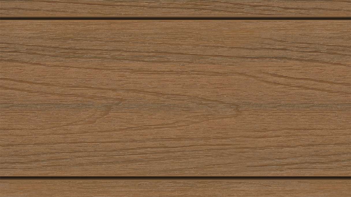 planeo MAXLine Nature - WPC CoEx lame de terrasse XL gainée chambre creuse - Burma Teak 3m structuré/lisse brossé