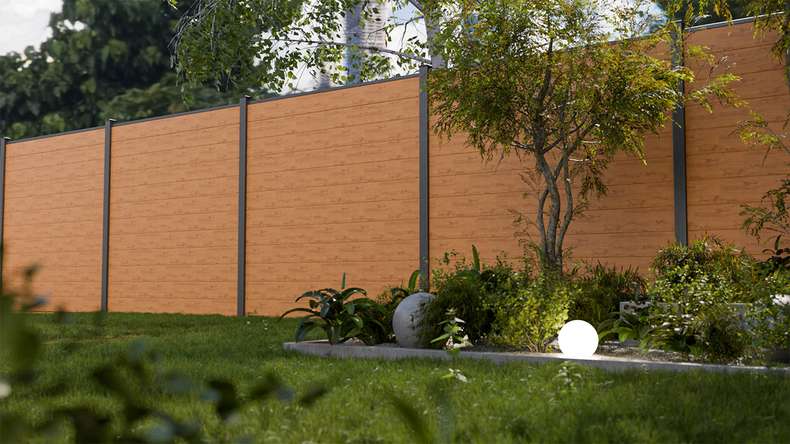 planeo Gardence Simply Small - Clôture PVC à emboîter chêne cendré naturel 180 x 180 cm