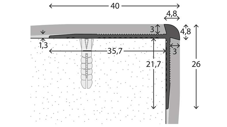 planeo Profilé pour nez de marche 781 - 250 cm