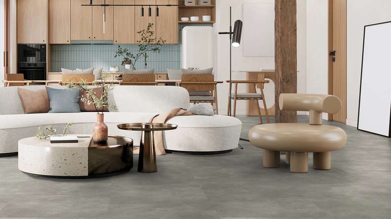 Vinyle à clic Gerflor - Senso Premium Rigid Acoustic Pepper taupe | Isolation phonique intégrée (39480889)