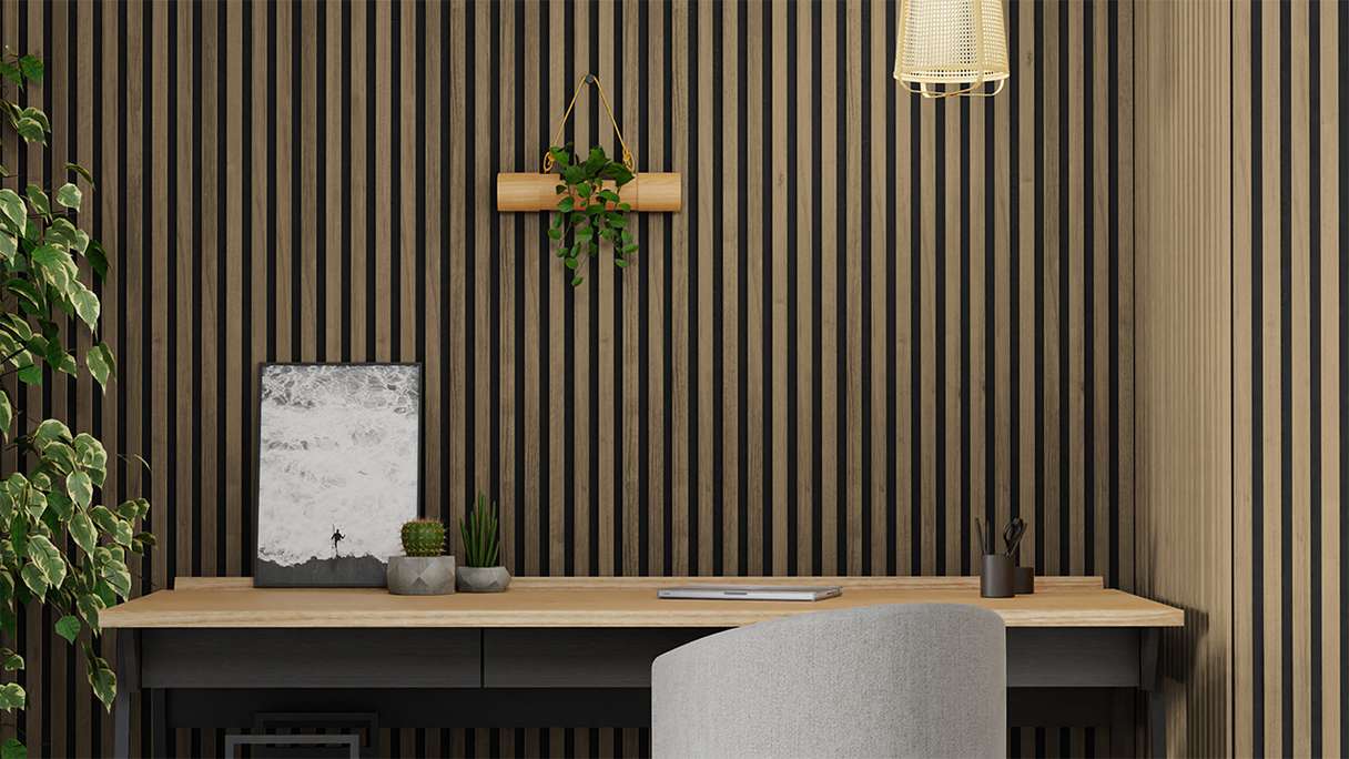 Skaben Panneau acoustique SilentWall Comfort Light - Chêne rustique - 250 x 30 cm