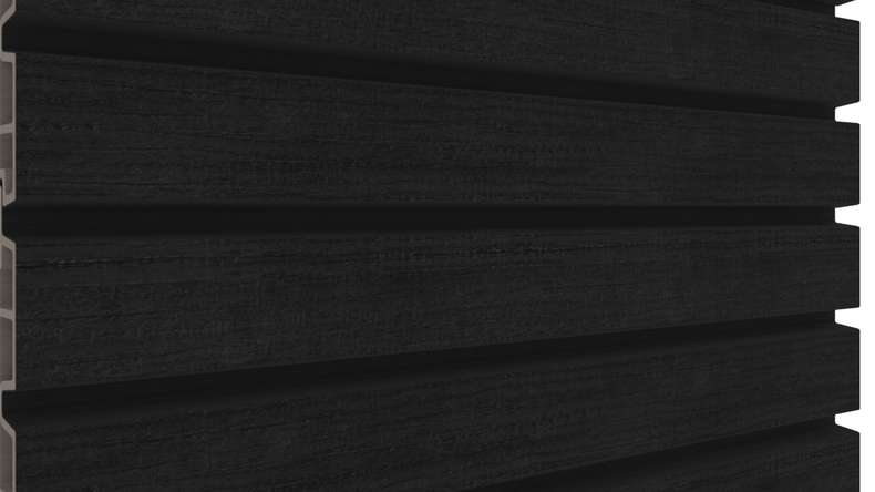 planeo LINEA Wide - Revêtement de façade en WPC CoEx, noir, 2900 x 181 mm