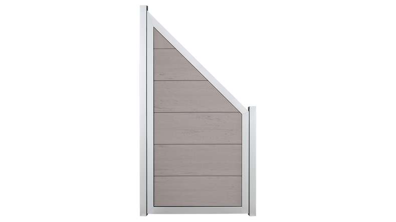 planeo Gardence Guard - Clôture composite Oblique Bi-Color Sable pierre avec cadre aluminium argent