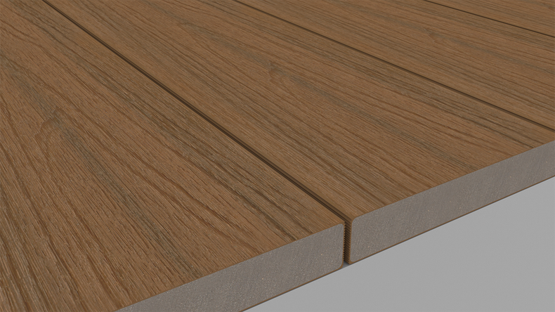 planeo UNIDeck - Lame de terrasse en WPC CoEx, finition « Burma Teak », 3 m - texturée / brossée lisse