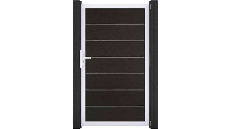 planeo Gardence Deluxe - Porte universelle composite Noir avec cadre aluminium argent 100x180x4cm