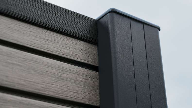 planeo LINEA - WPC CoEx Clôture à emboîter Rhombus gris foncé 176 x 183