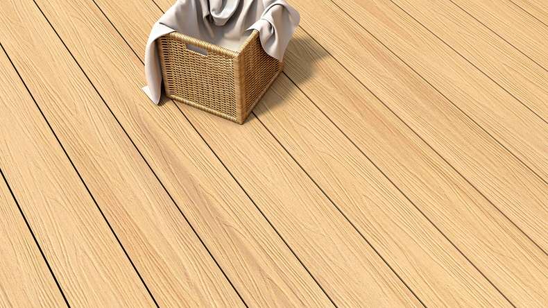 planeo MAXLine Nature - WPC CoEx lame de terrasse XL gainée chambre creuse - sable 3m structuré/lisse brossé