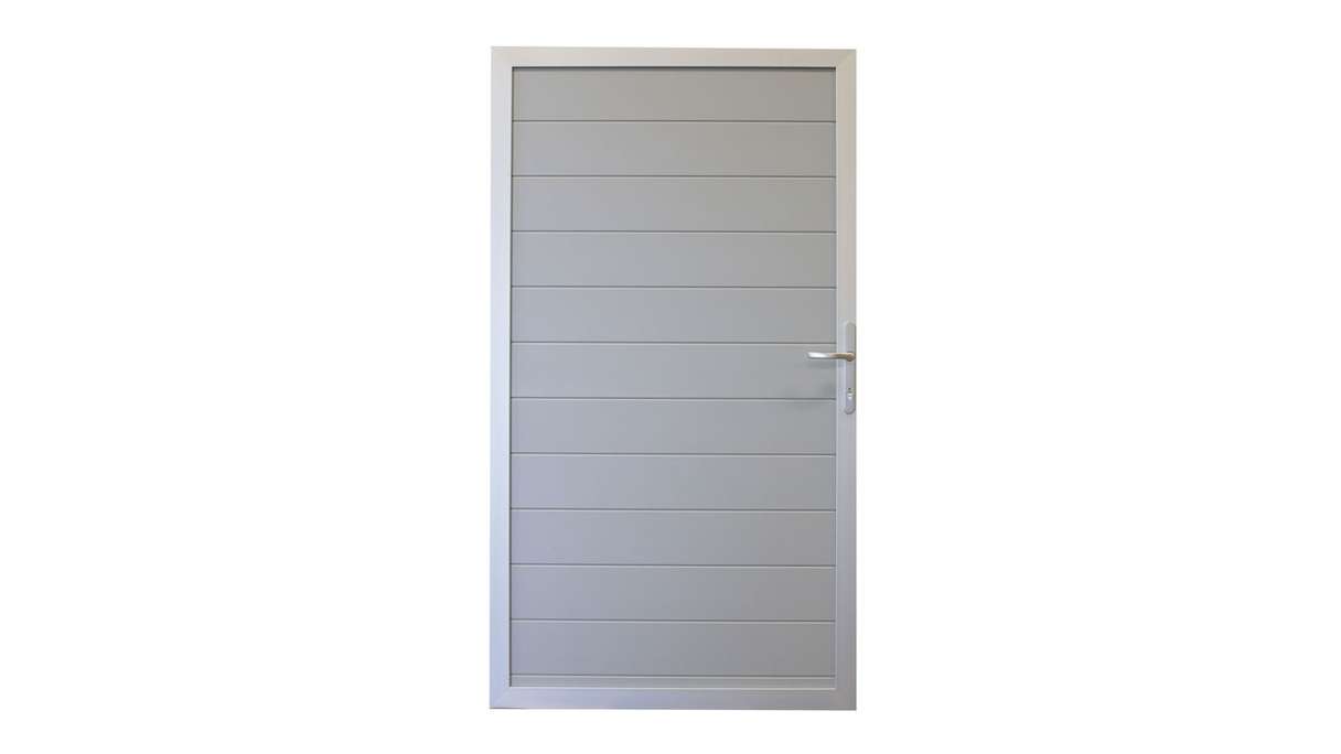 planeo Gardence Metallic - Portail universel en aluminium gris argenté avec cadre en aluminium