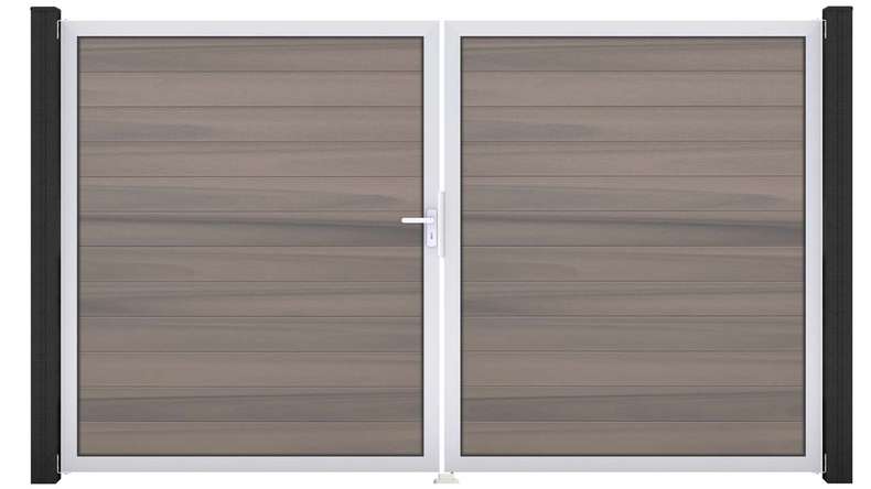 planeo Gardence Strong - Porte composite DIN gauche 2 vantaux Bi-Color co-ex avec cadre en aluminium argenté