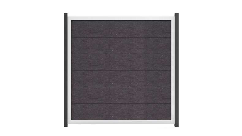 planeo Gardence Guard - Clôture composite Carré Anthracite avec cadre aluminium argent