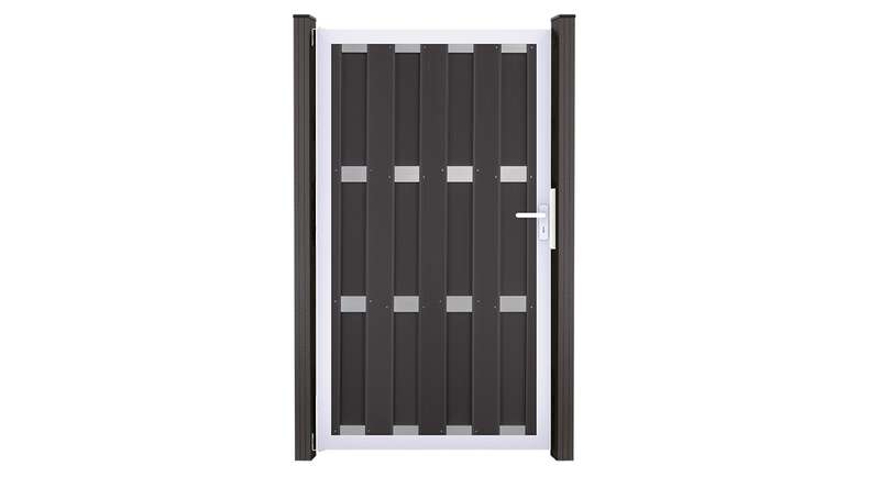 planeo Gardence Premade - Porte composite DIN gauche Anthracite 100 x 180 x 4,0cm - cadre argenté