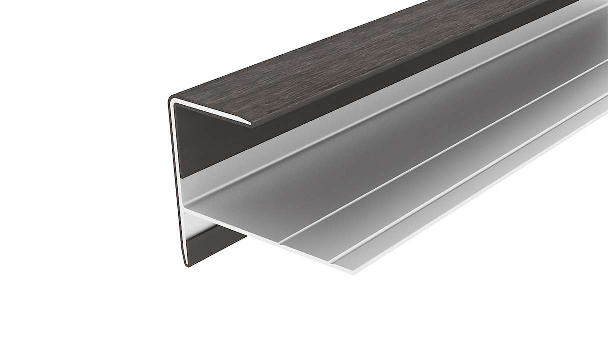 planeo LINEA - Profilé d'extrémité en aluminium CoEx, gris foncé, 3000 x 74 x 61 mm