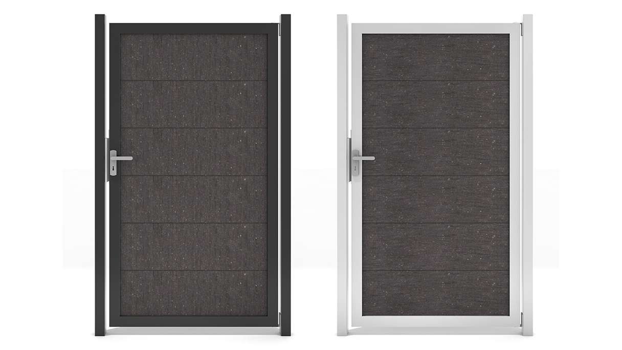 planeo Gardence Guard - Portillon universel BPC gris anthracite avec cadre en aluminium 100 x 180 x 4 cm