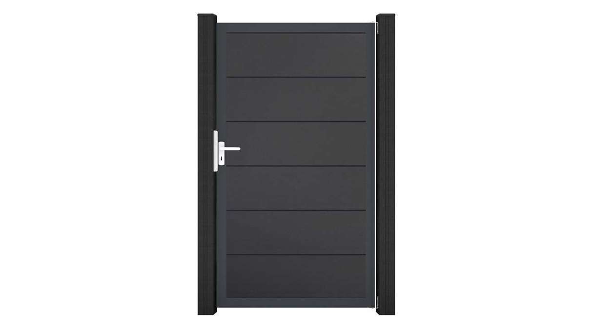 planeo Gardence Simply - Portail universel en PVC gris anthracite avec cadre en aluminium 100 x 180 cm