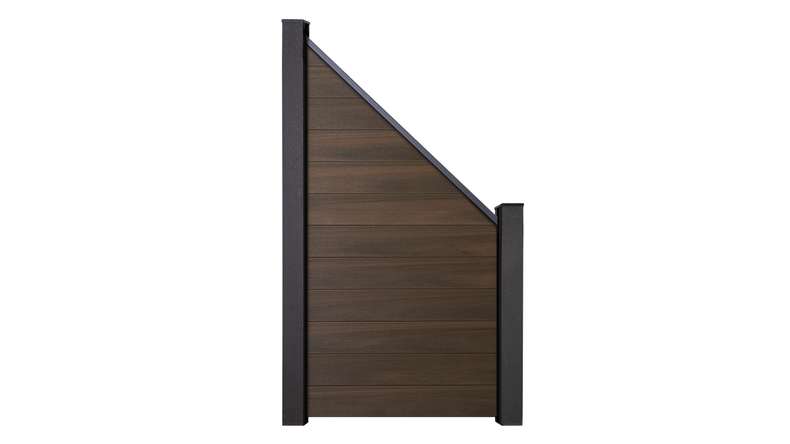 planeo Gardence Strong - Clôture composite Oblique Noyer biseauté co-ex