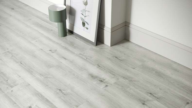 planeo rigide Sol PVC clipsable - SolutionX 2in1 Chêne gris clair | Isolation phonique intégrée (ECF-0076)