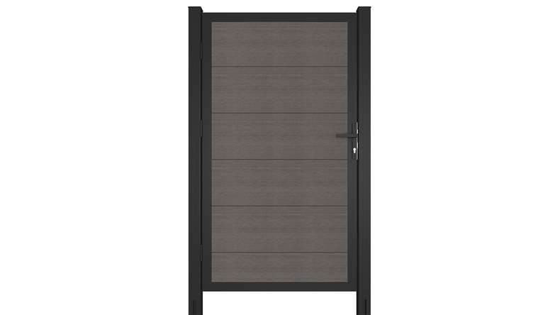 planeo INFINITY XL-Board - Porte universelle WPC CoEx gris foncé avec cadre alu anthracite 100 x 180