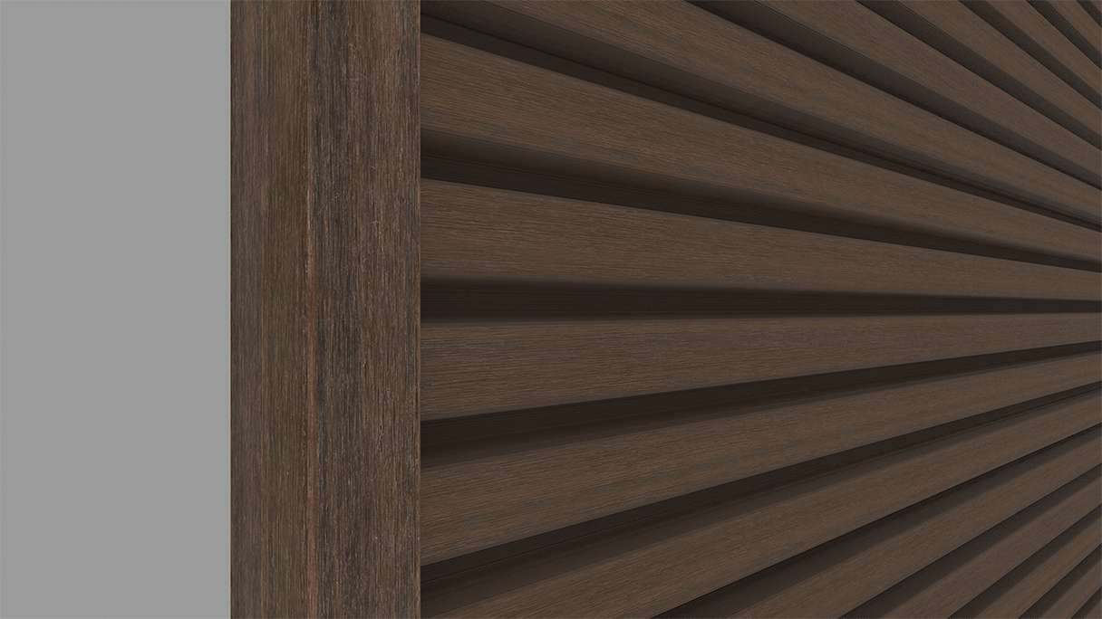 planeo LINEA - Profilé d'extrémité en aluminium CoEx, couleur Ipe brun, 3000 x 74 x 61 mm