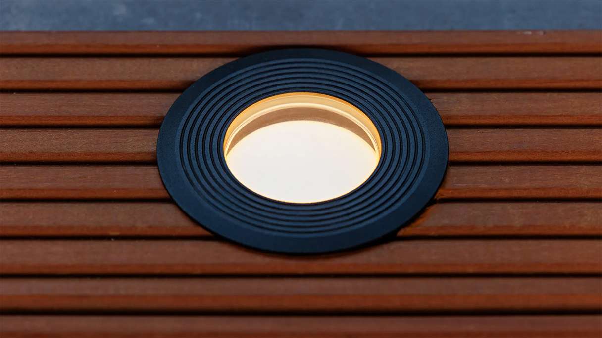 planeo Éclairage de terrasse 12V - Lampe LED encastrée Onyx 90 RA - 2W 76Lumen