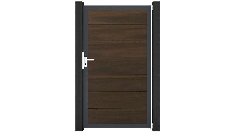 planeo Gardence Strong XL - Porte universelle composite noyer avec cadre aluminium Anthracite