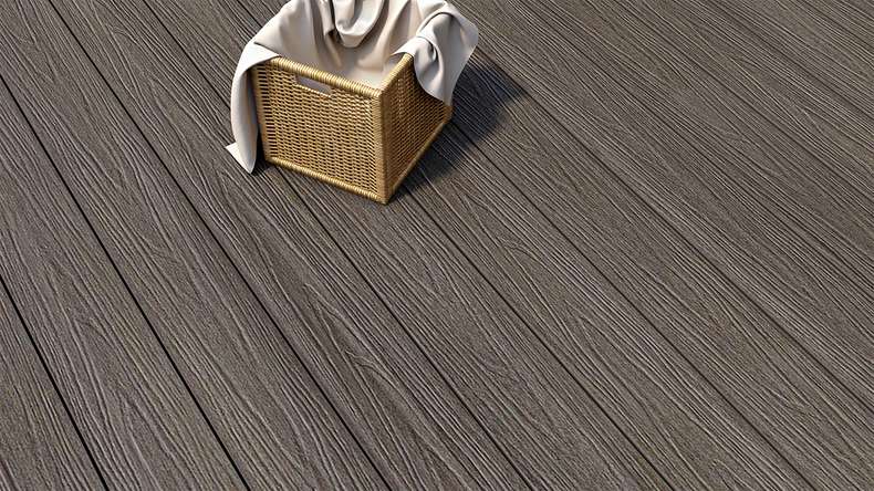 planeo MAXLine Nature - WPC CoEx lame de terrasse XL gainée chambre creuse - gris foncé 3m structuré/lisse brossé