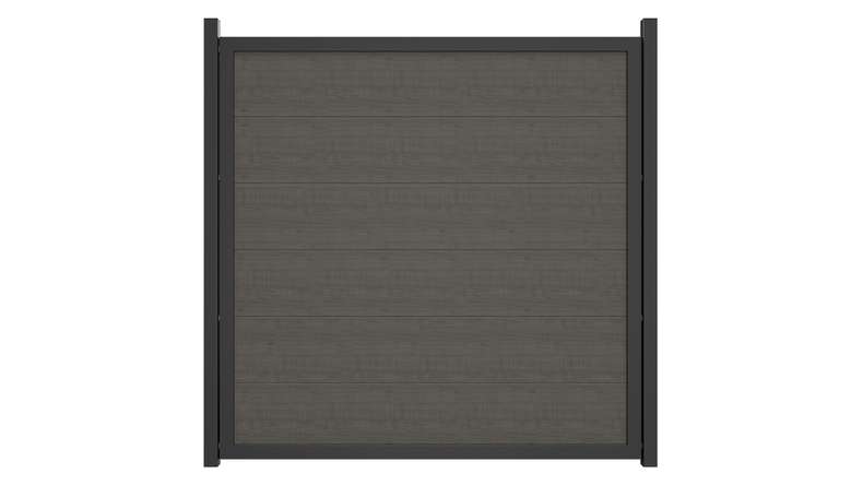 planeo Gardence Simply Guard - Clôture de jardin en PVC Grey Ash Cut avec cadre en aluminium anthracite 180 x 180 cm