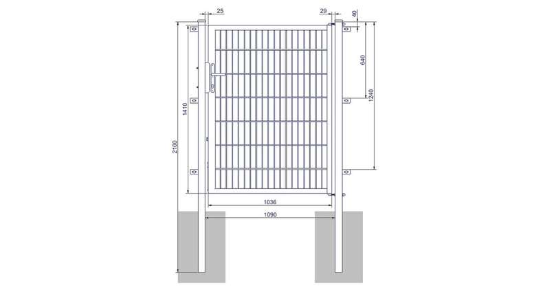 Porte universelle moyenne 1 vantail anthracite H 1400 x L 1090 mm poteaux de porte inclus