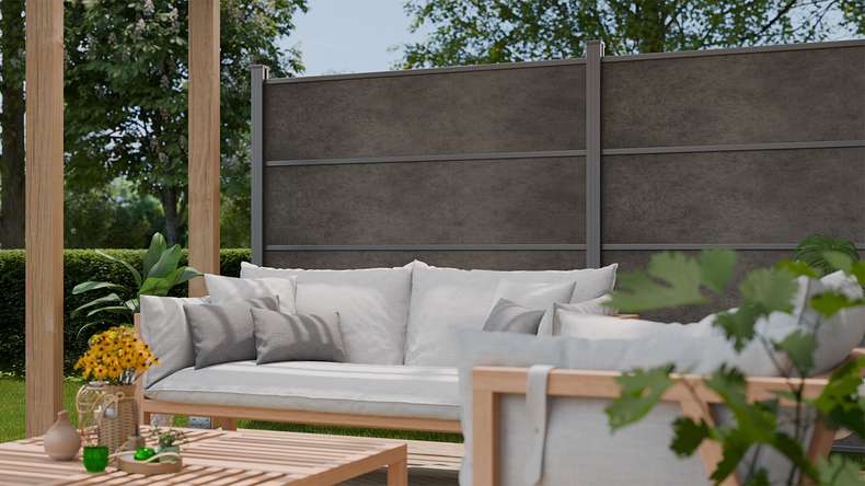planeo Gardence Resistant - Clôture à emboîter HPL gris anthracite 180 x 183 cm
