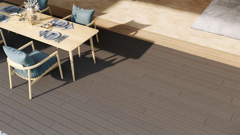 planeo LightWood WPC Lame de terrasse alvéolaire - gris clair 3m rainuré/cannelé