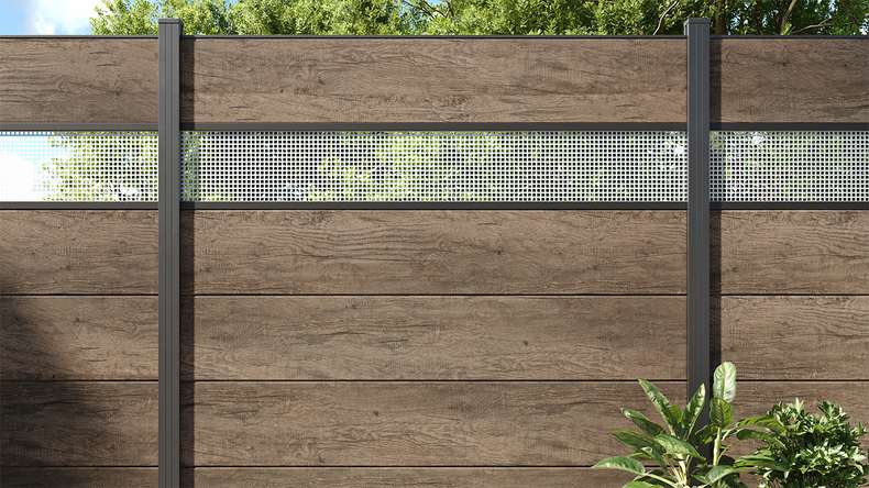 planeo Gardence Simply - Clôture PVC à emboîter Carré Monument Oak 180x180 cm
