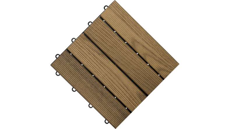 planeo carreau de terrasse en bois - Thermo frêne cannelé 30x30 cm - 6 pcs.