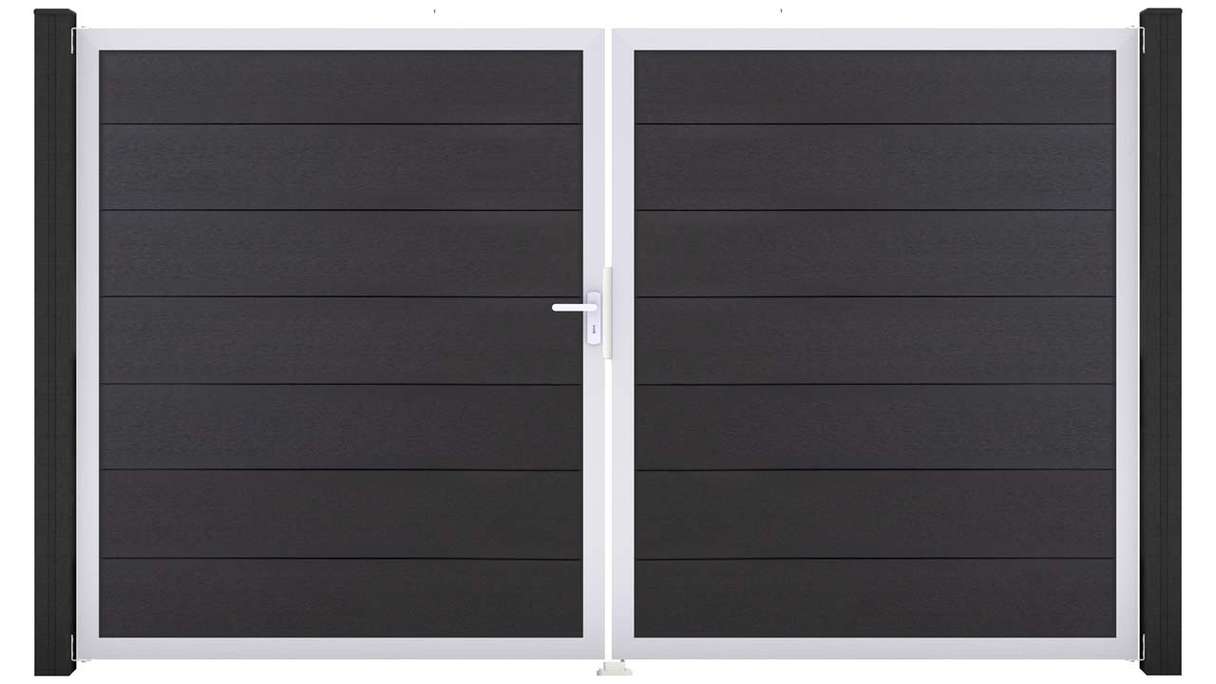 planeo Gardence Strong XL - Portail BPC - À deux vantaux, gris anthracite avec cadre en aluminium