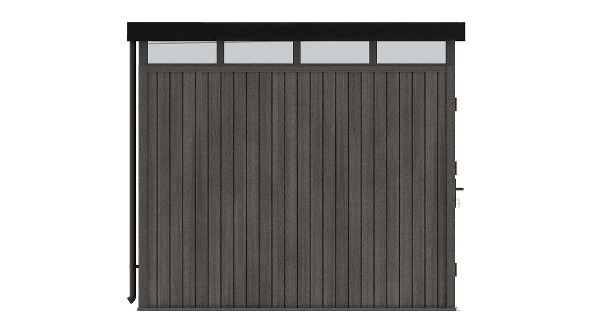 Abri de jardin planeo WPC CoEx à toit plat, modèle M - Gris foncé, 250 x 250 x 226,5 cm