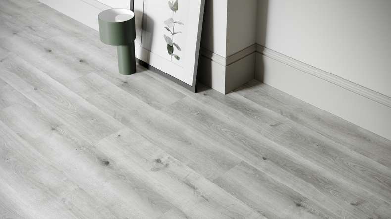 planeo rigide Sol PVC clipsable - SolutionX 2in1 Chêne gris | Isolation phonique intégrée (ECF-0088)