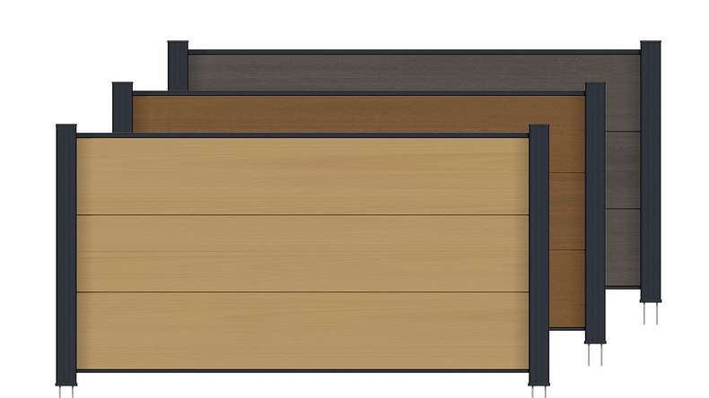 planeo INFINITY XL-Board - Clôture à emboîter pour jardin d'entrée en WPC CoEx, 180 x 90 cm