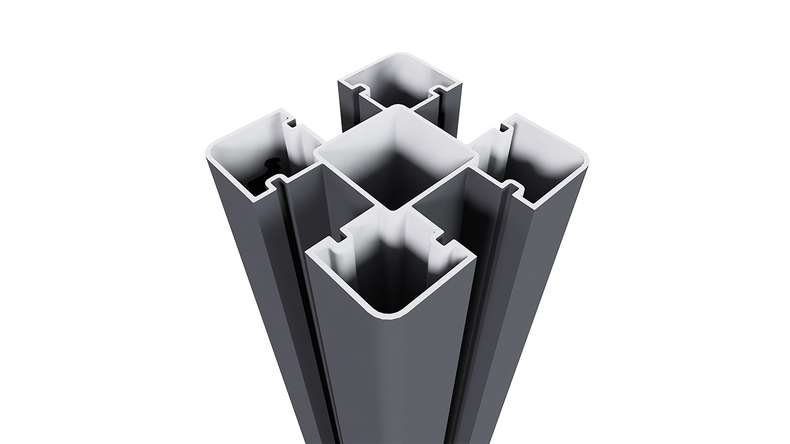 Poteau en aluminium planeo à cheviller - Anthracite 8 x 8 x 100 cm, capuchon inclus