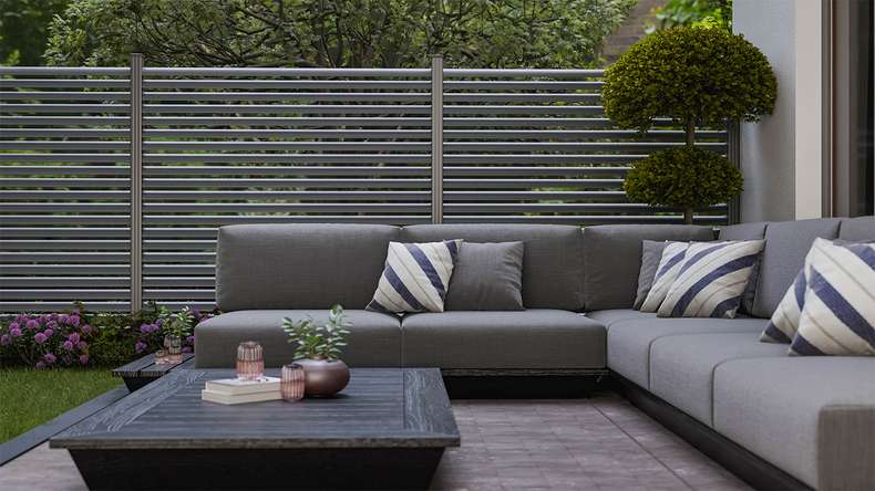 planeo Gardence Metallic Ellipse - Clôture de jardin en aluminium Carré Anthracite | DB703